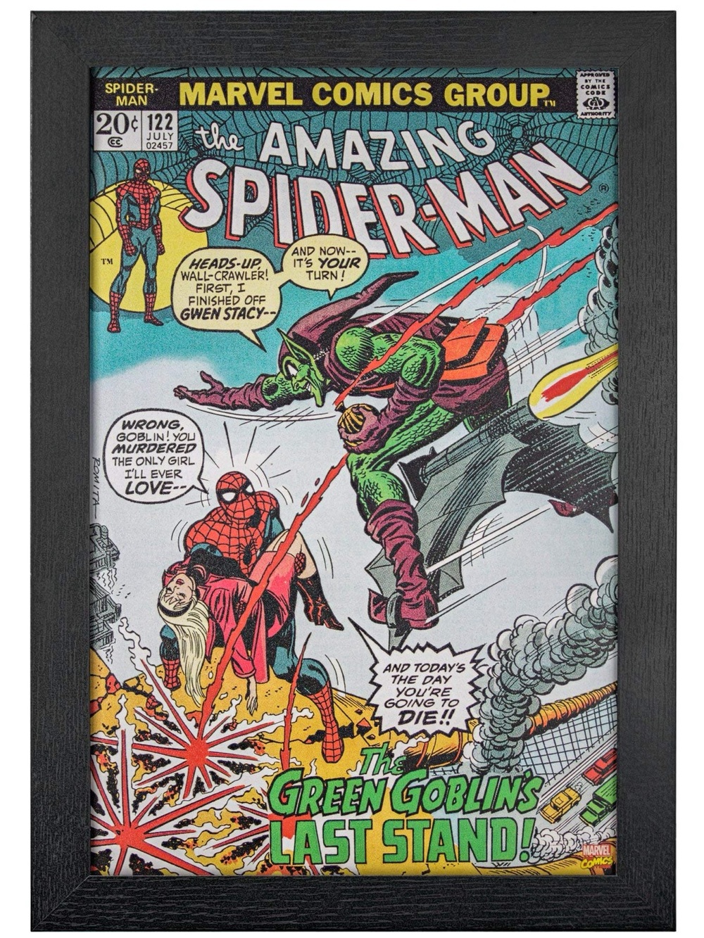 The Amazing Spider-Man #122 8”x10” 3D Lenticular Wood Framed Comic Book Cover